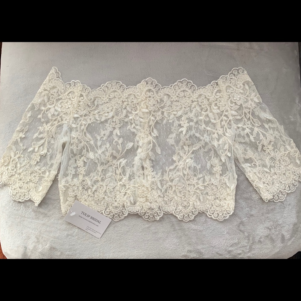 Off-shoulder Ivory Lace Bolero -Bridal